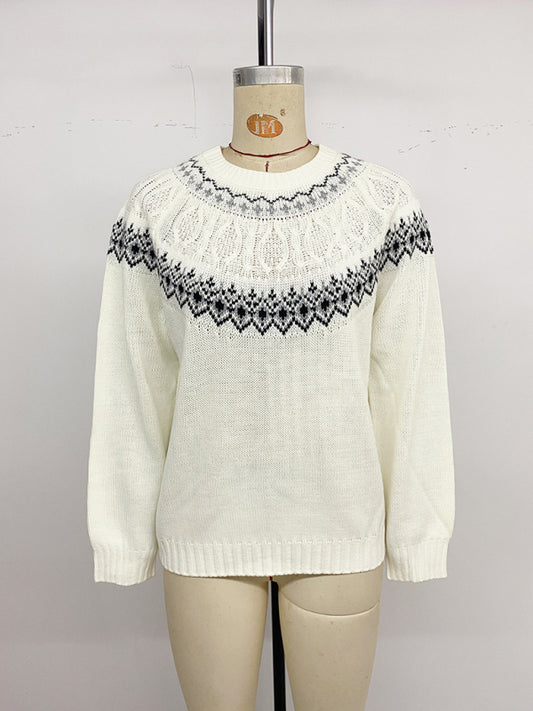 Loose knitted top pullover long-sleeved round neck knitted Fell Island sweater